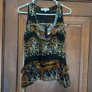 Solitaire Women's Sleeveless Blouse - Black and Brown